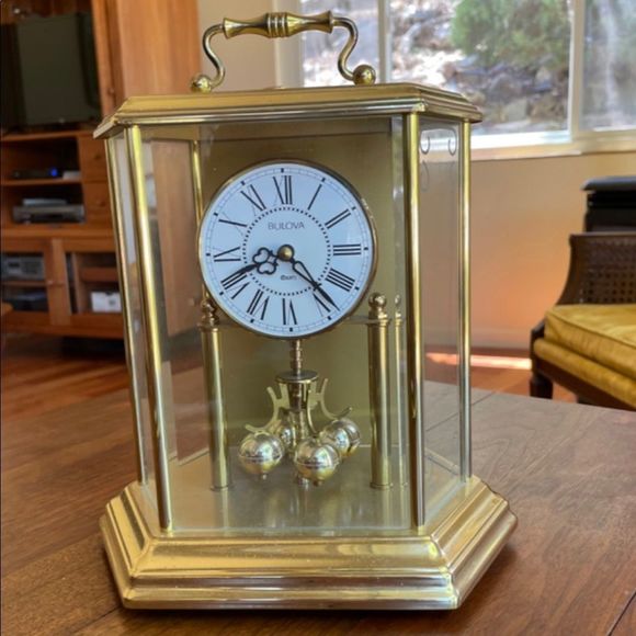 Bulova Wall Decor Vintage Collectible Bulova Quartz Brass Hexagon